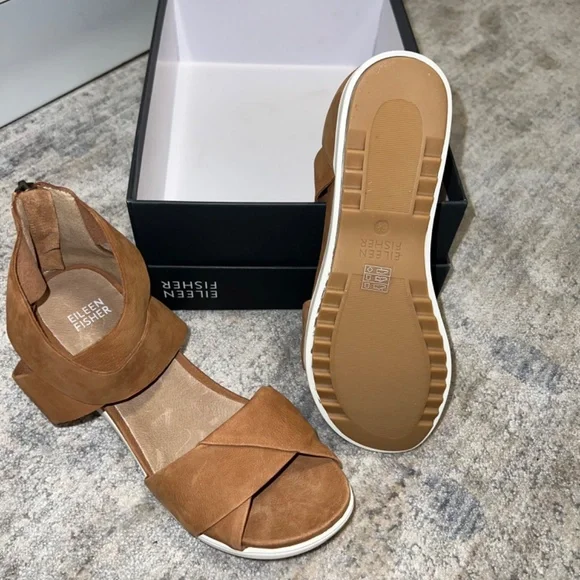 Eileen Fisher Cognac Tumbled Nubuck New Sz 6.5 - Picture 3 of 3